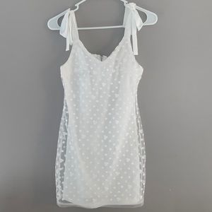 Mini white dress tie shoulder